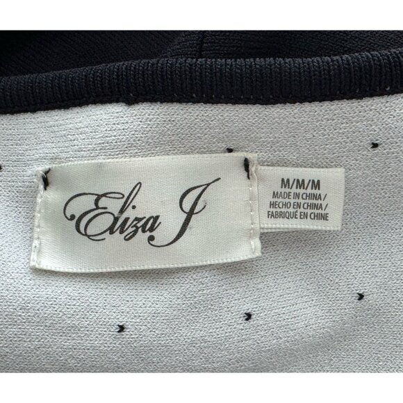 Eliza J Fit and Flare Black & White Sweater Dress Geometric Print on Waist Size - Picture 3 of 8